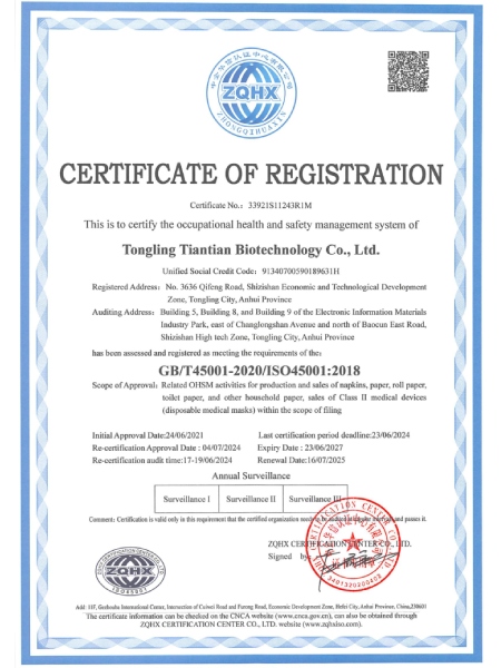 職業(yè)健康安全管理體系認證證書（英）