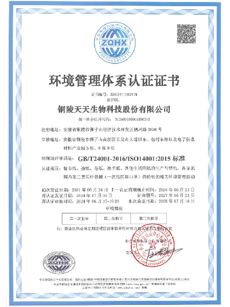 環(huán)境管理體系認(rèn)證證書（中)