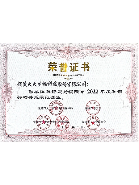 銅陵市和諧勞動(dòng)關(guān)系示范企業(yè)